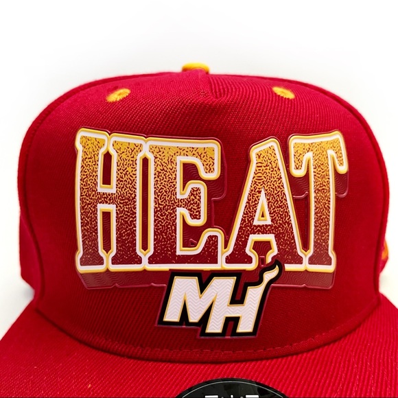 NBA Miami Heat Ultra Game Basketball SnapBack Hat Cap Red Yellow Mens One Size - Picture 5 of 11
